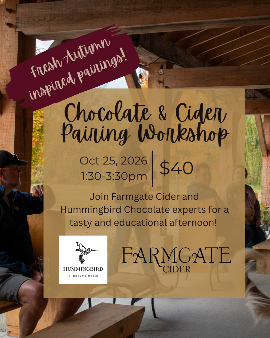 Chocolate & Cider Pairing Workshop Ticket - October 25, 2026